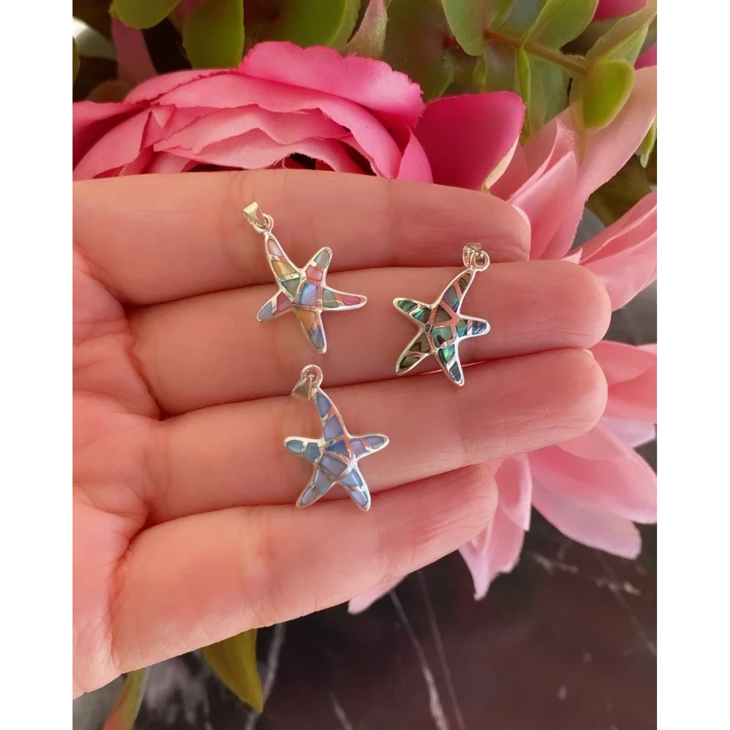 Baby Blue Sedef Deniz Yıldızı Kolye Ucu