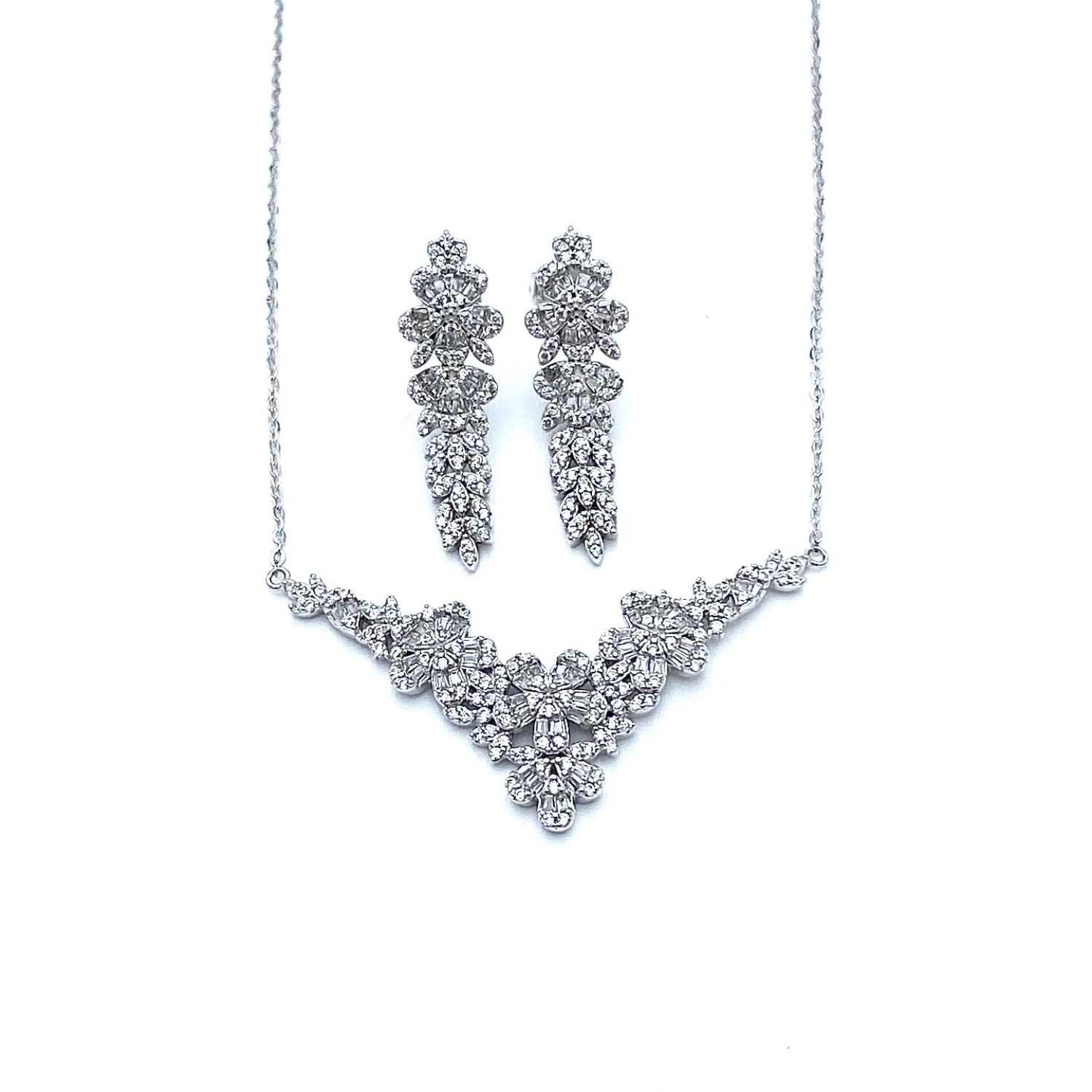 Baget Çiçek V Mini Gerdanlık Küpe Set