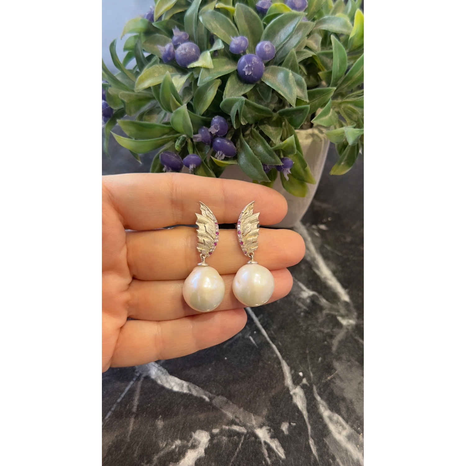 Barok İnci Wings Küpe