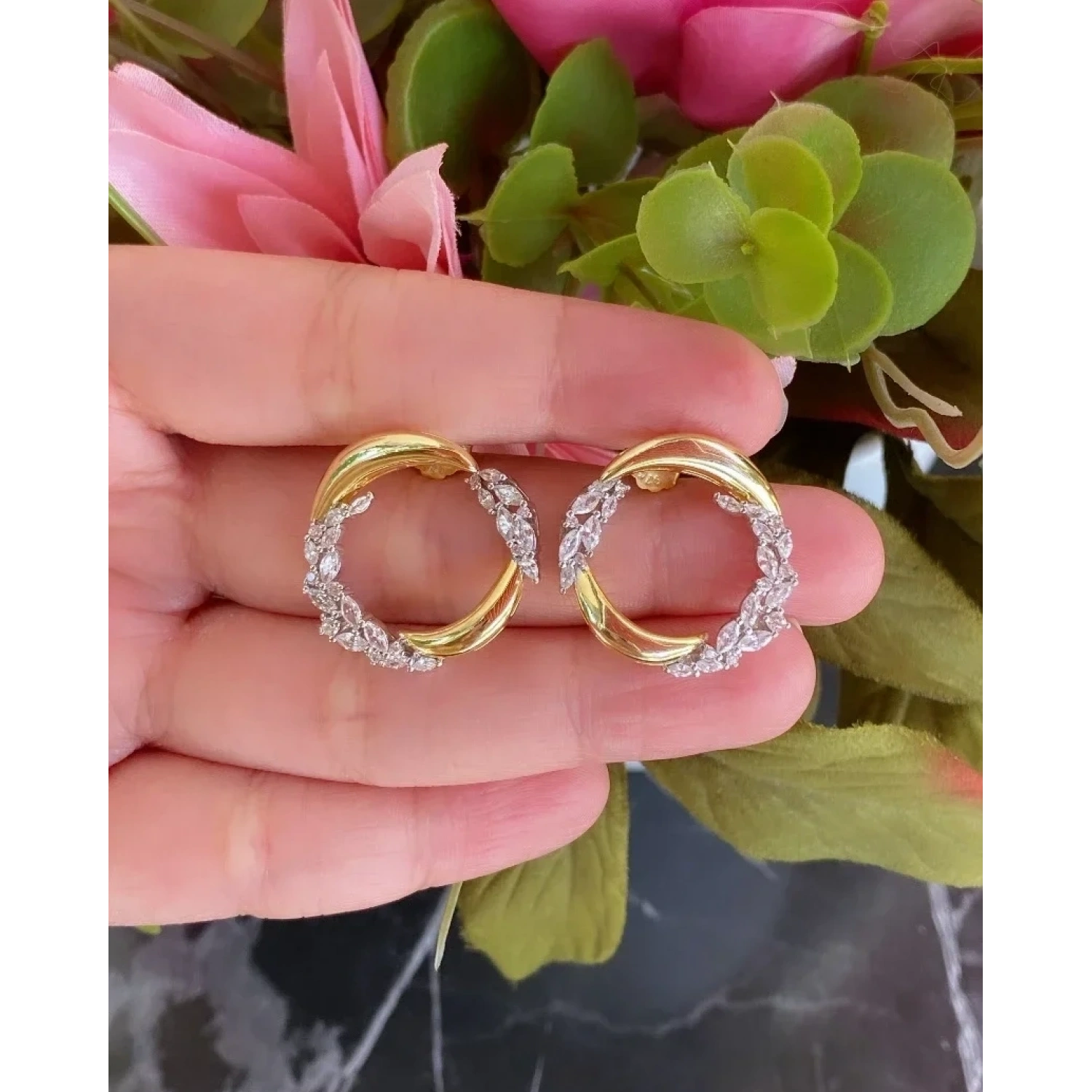 Bella Duo Markiz Circle Küpe