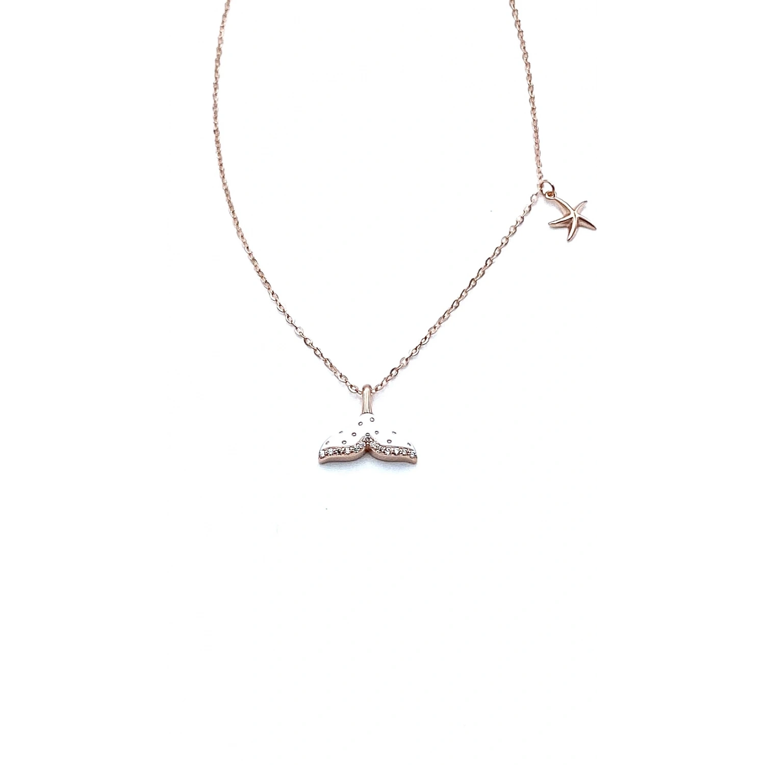 Beyaz Mineli Fishtail Kolye