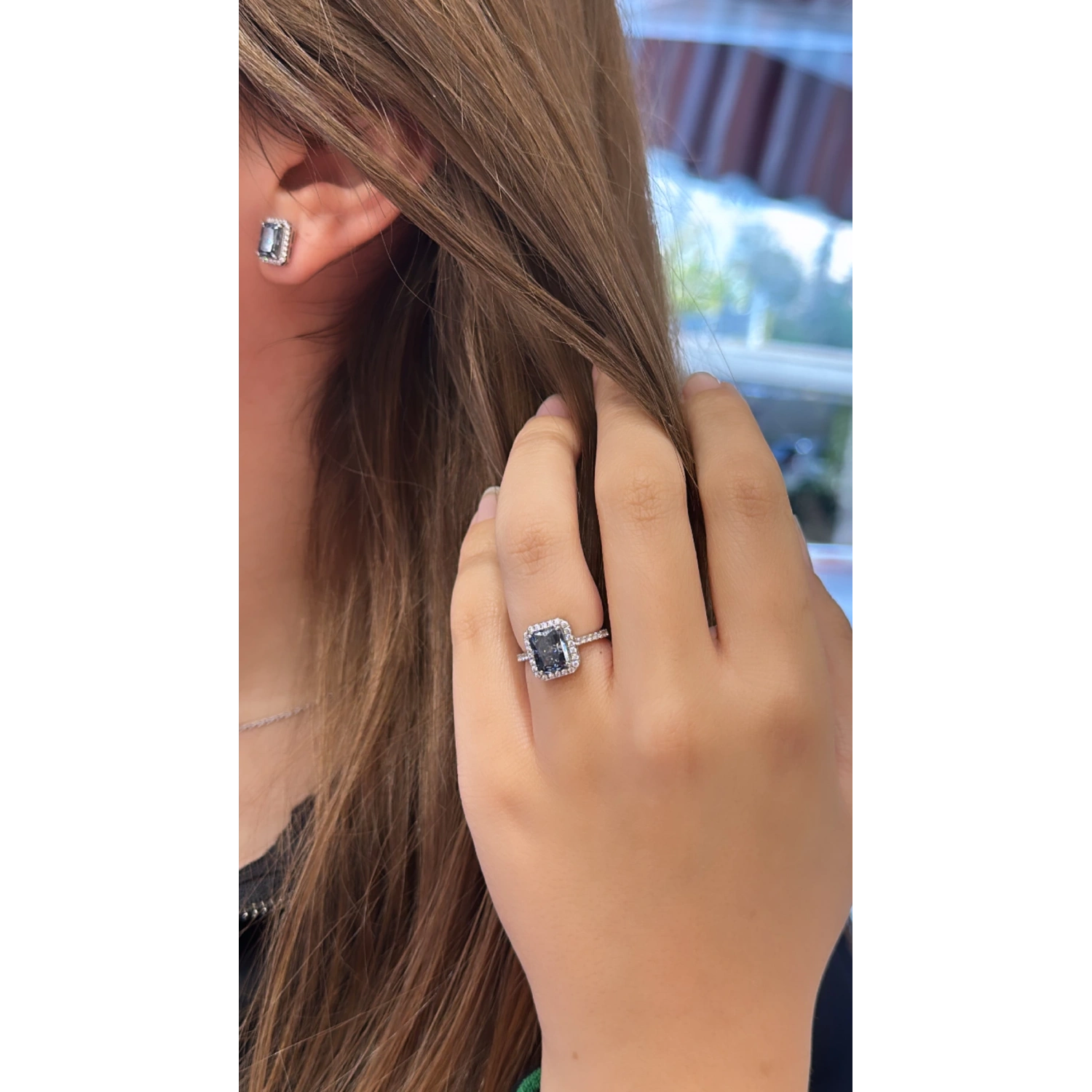 Black Diamond Ddörtgen Taşlı Yüzük