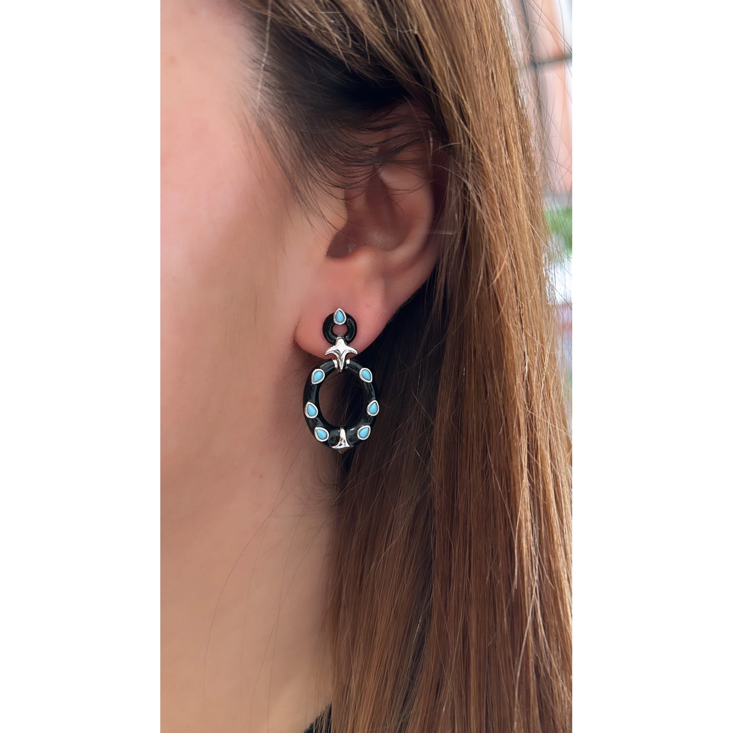 Blue Pebbles Tasarım Küpe