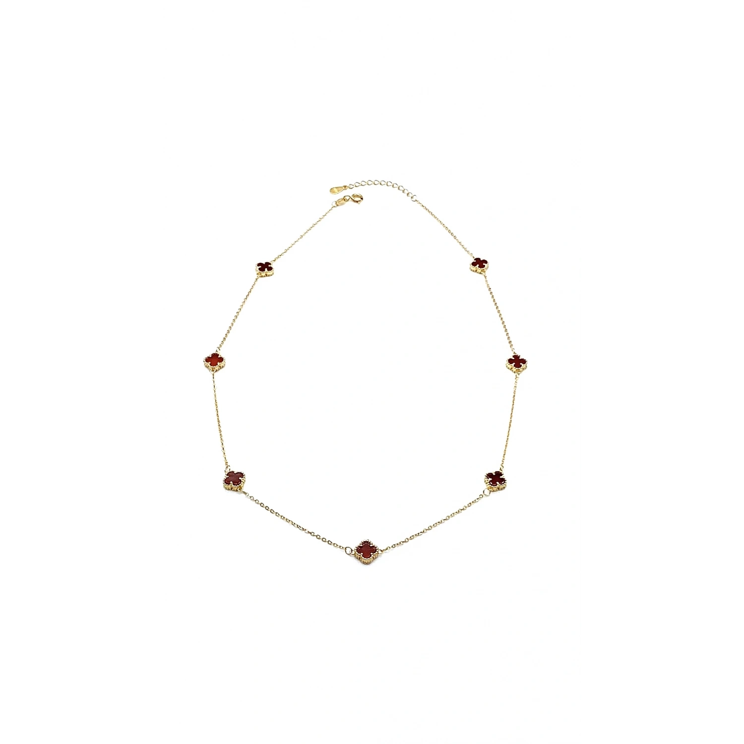 Bordo Akik 7li Mini Yonca Kolye