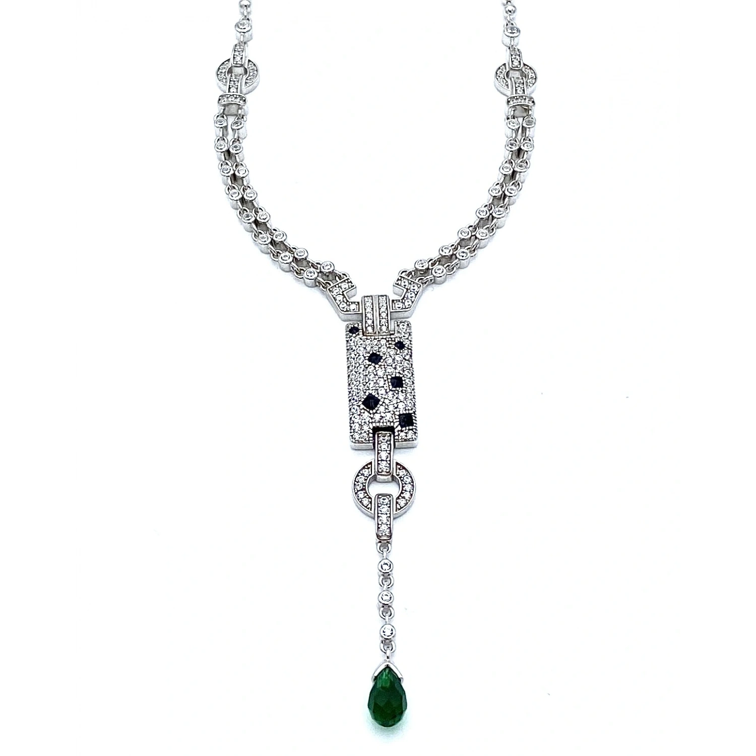 Carti Siyah Mineli Zümrüt Tasarım Kolye