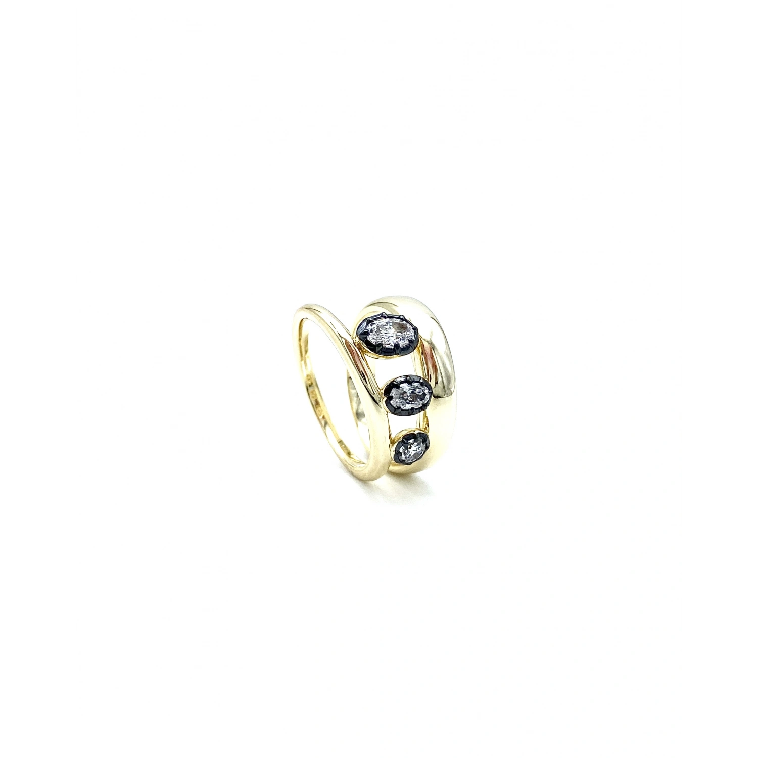 Cassie Black Oval Tria Yüzük