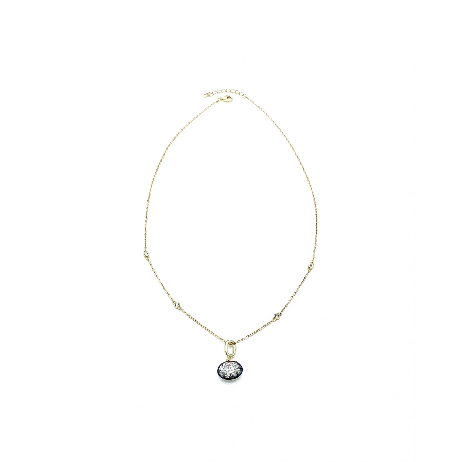 Cassie Black Oval Zincir Kolye