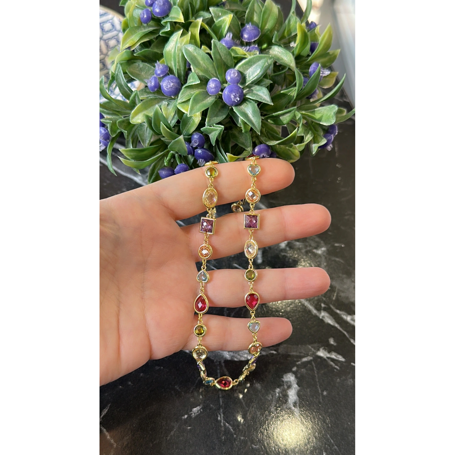 Colourfull Gömme Taş Kolye