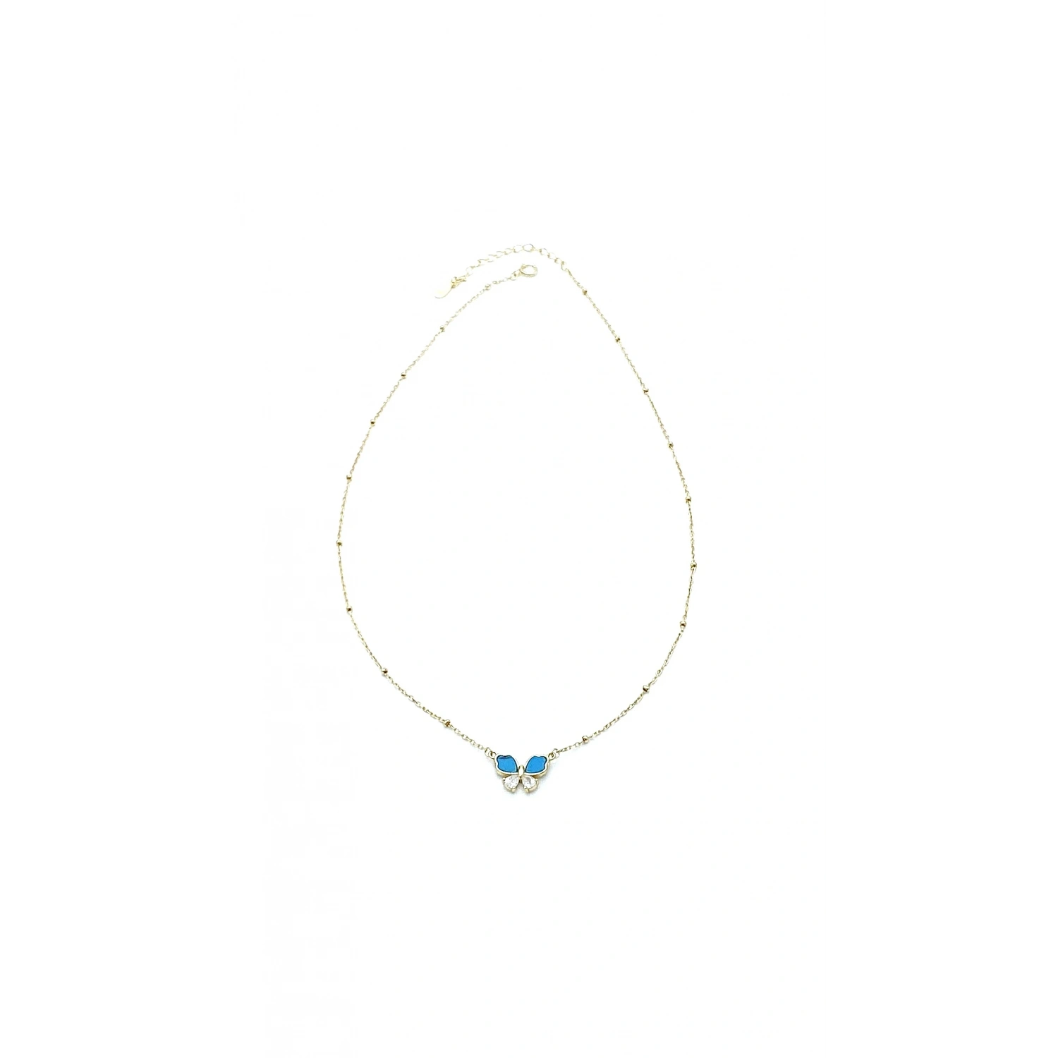 Damla Taşlı Firuze Kelebek Kolye