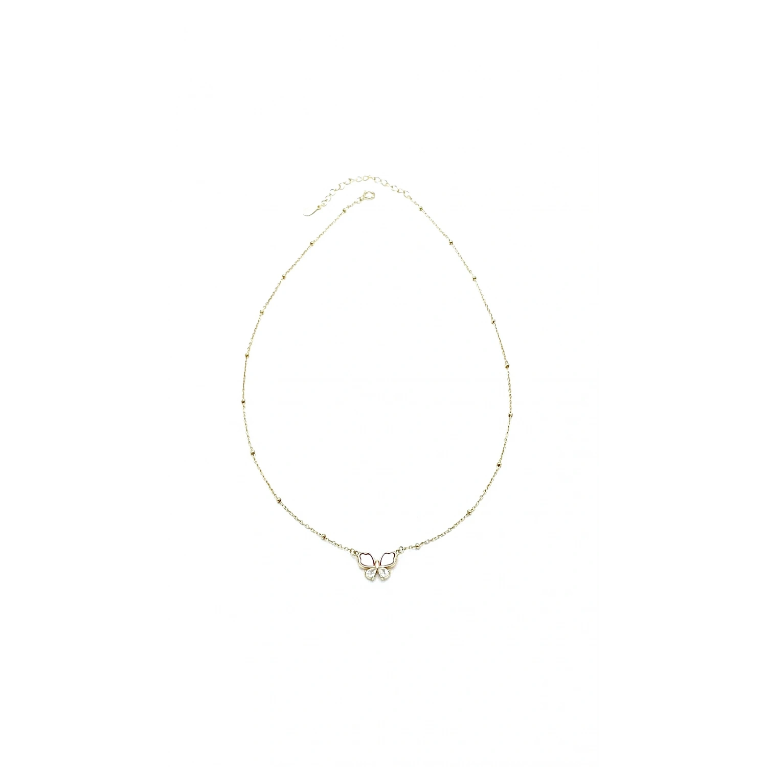 Damla Taşlı Pembe Sedef Kelebek Kolye