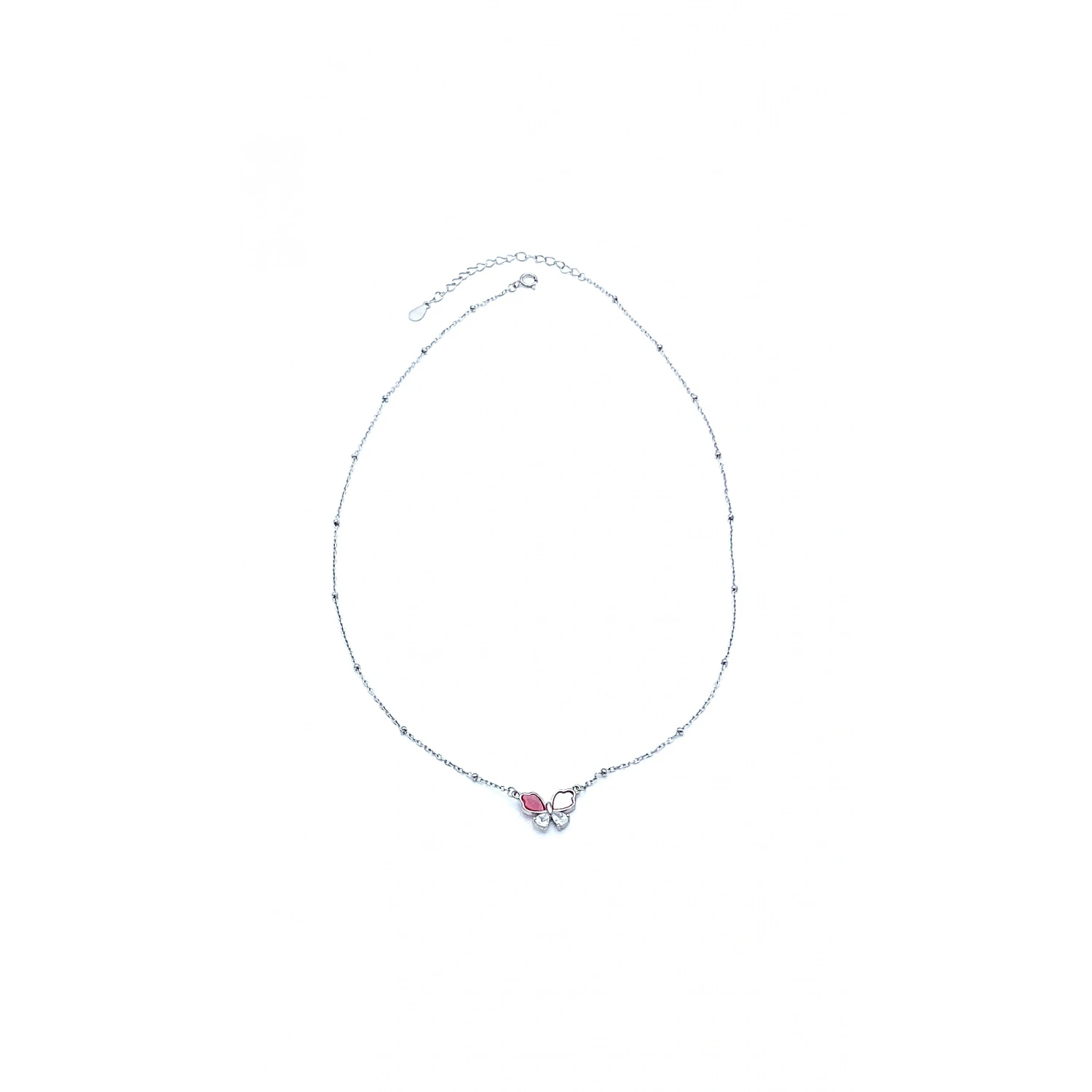 Damla Taşlı Pembe Sedef Kelebek Kolye