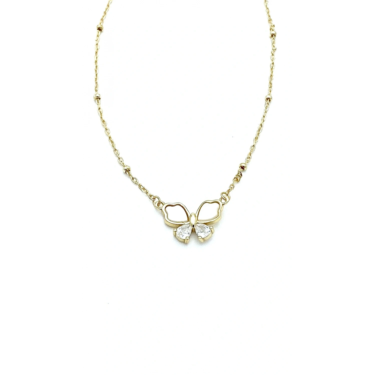 Damla Taşlı Sedef Kelebek Kolye