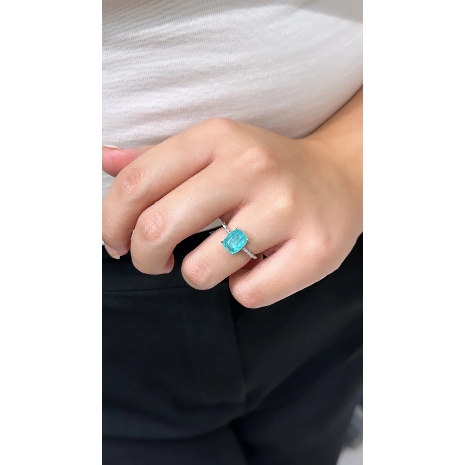 Ddörtgen Paraiba Yüzük