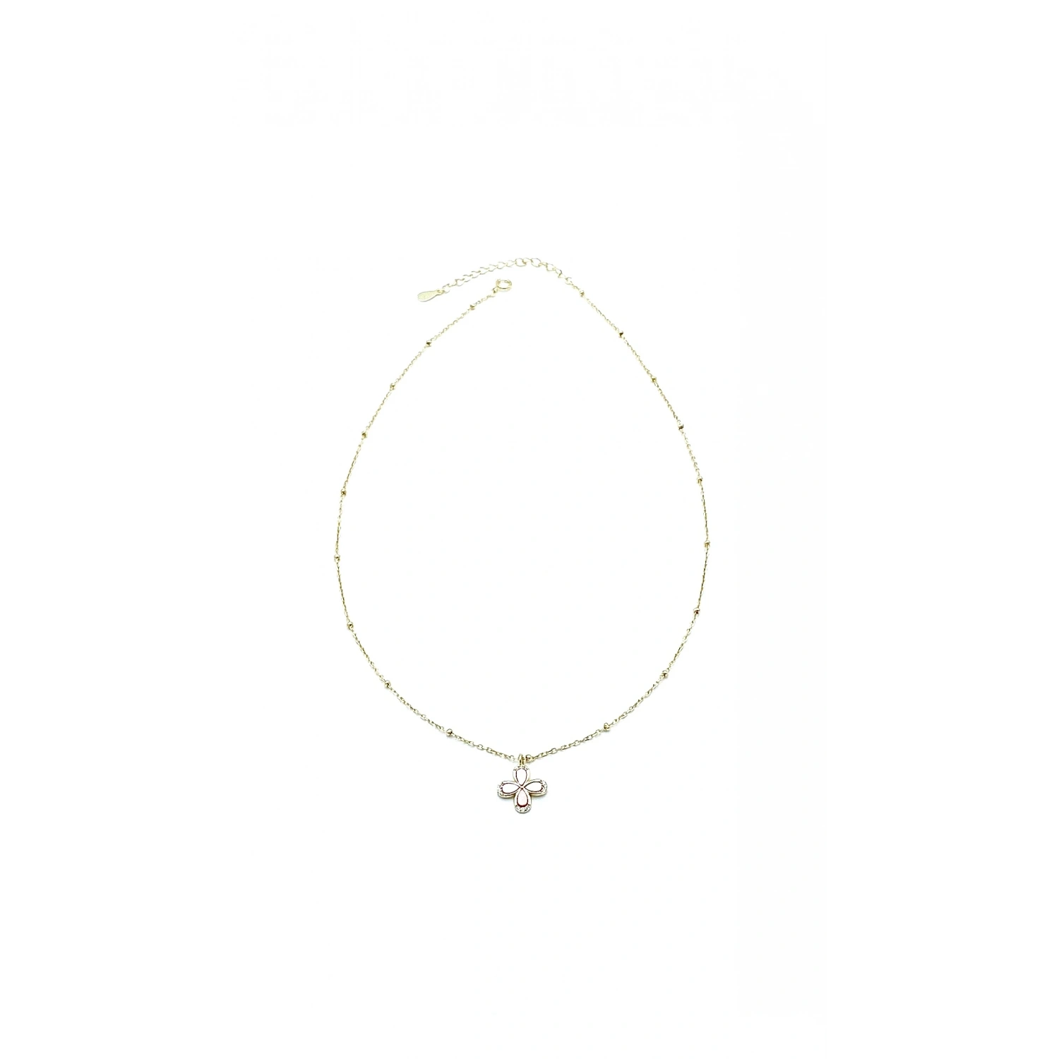 Dört Yapraklı Pembe Sedef Çiçek Kolye