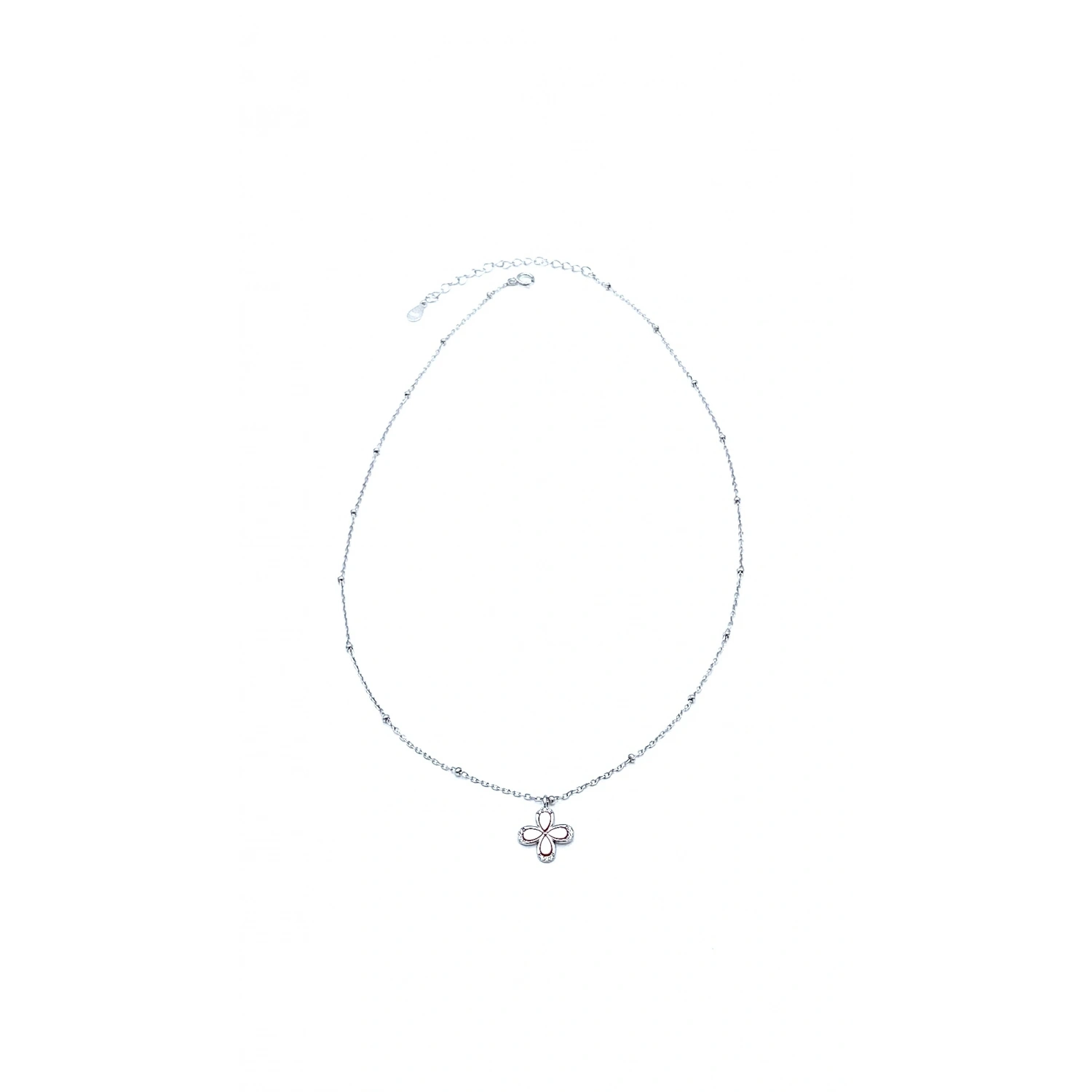 Dört Yapraklı Pembe Sedef Çiçek Kolye