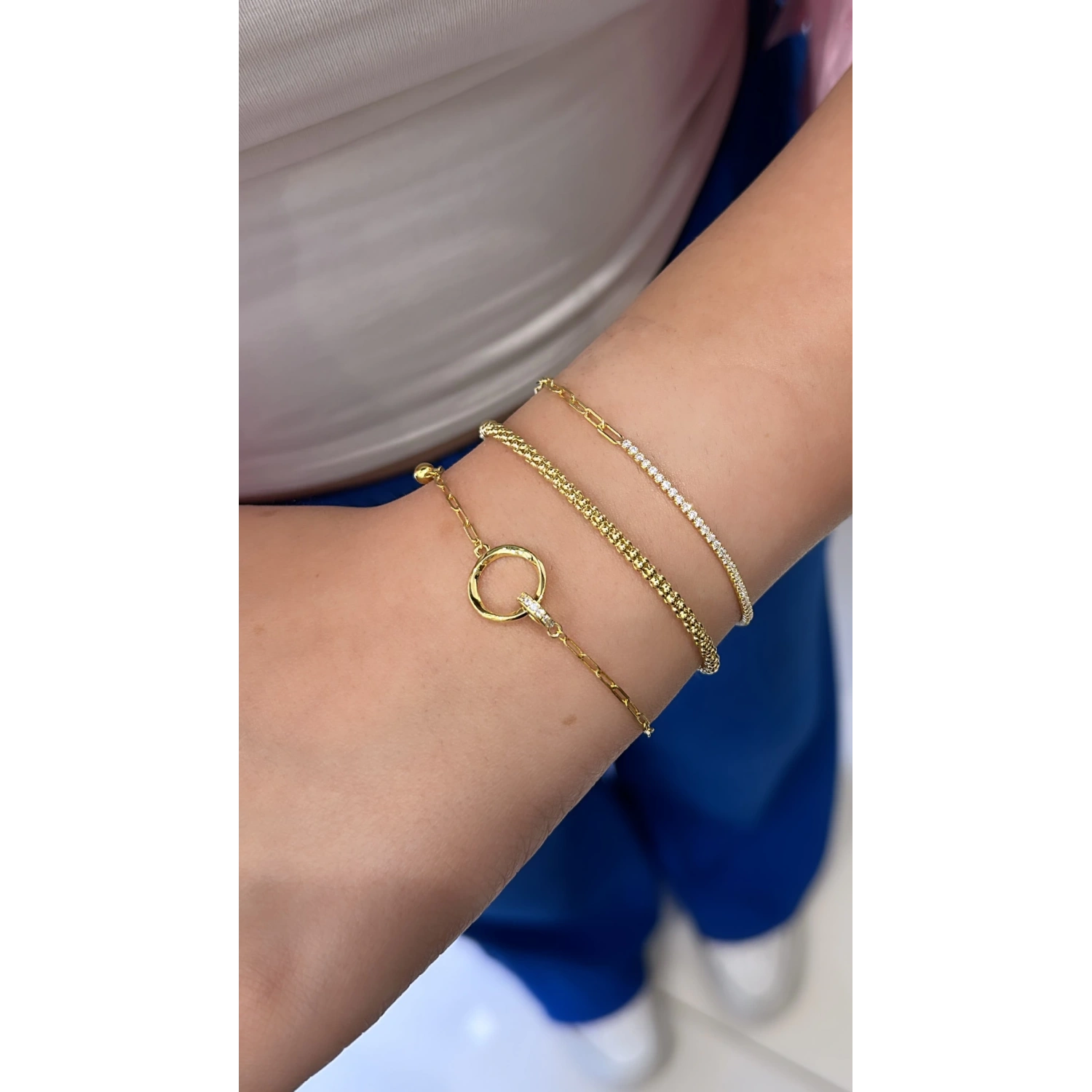 Double Circle Ataç Zincir Bileklik