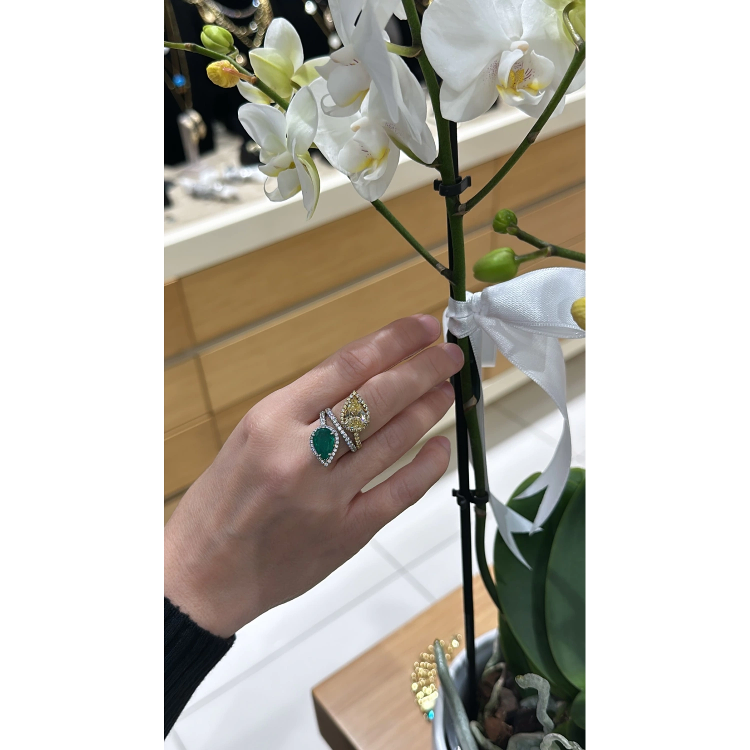 Duo Sarı Paraiba Damla Yüzük