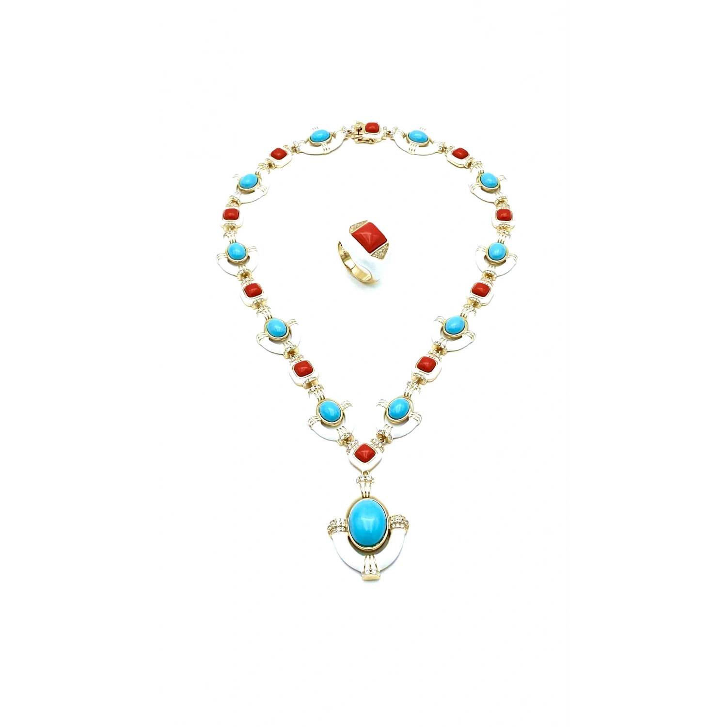 DW Firuze Mercan Tasarım Kolye