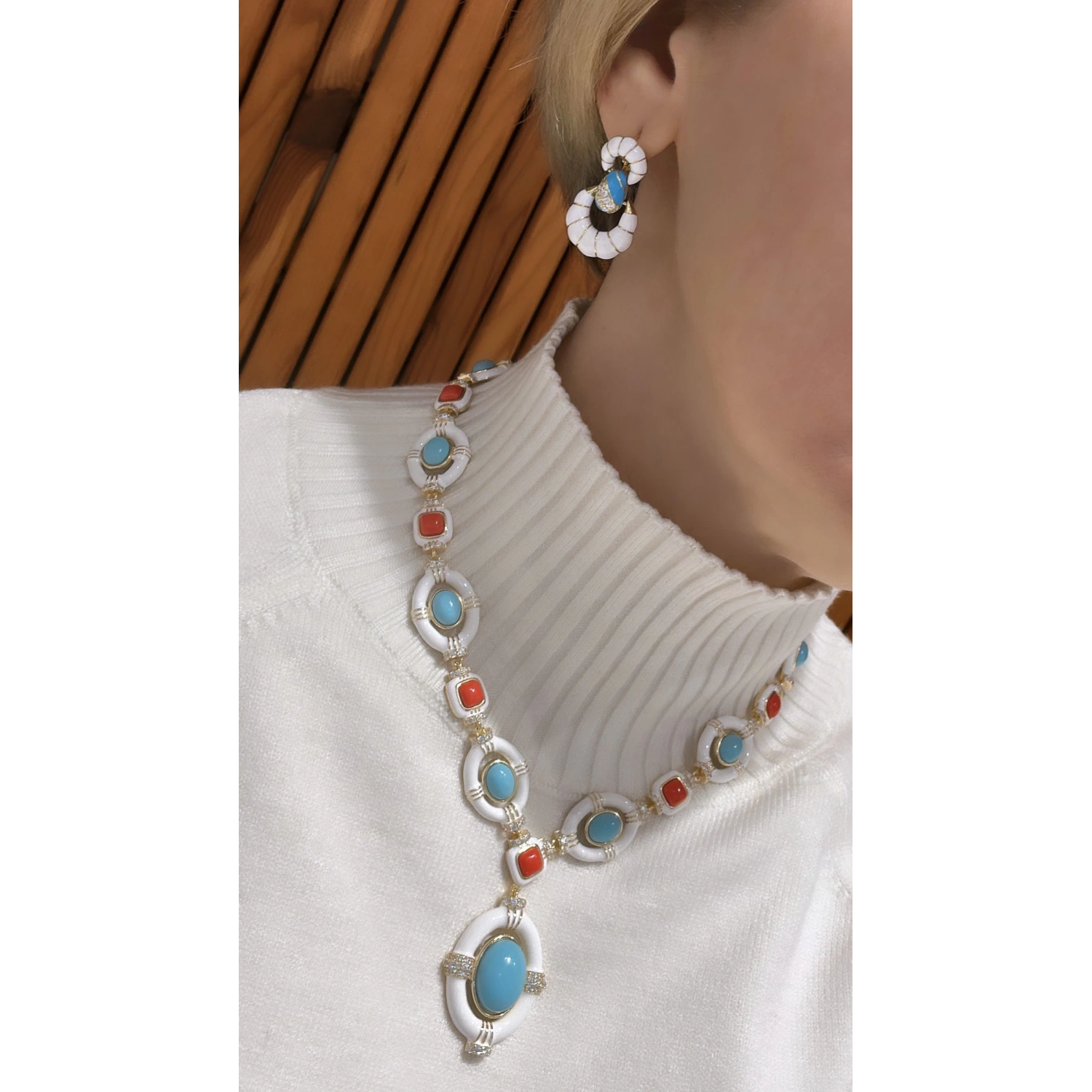 DW Firuze Mercan Tasarım Kolye