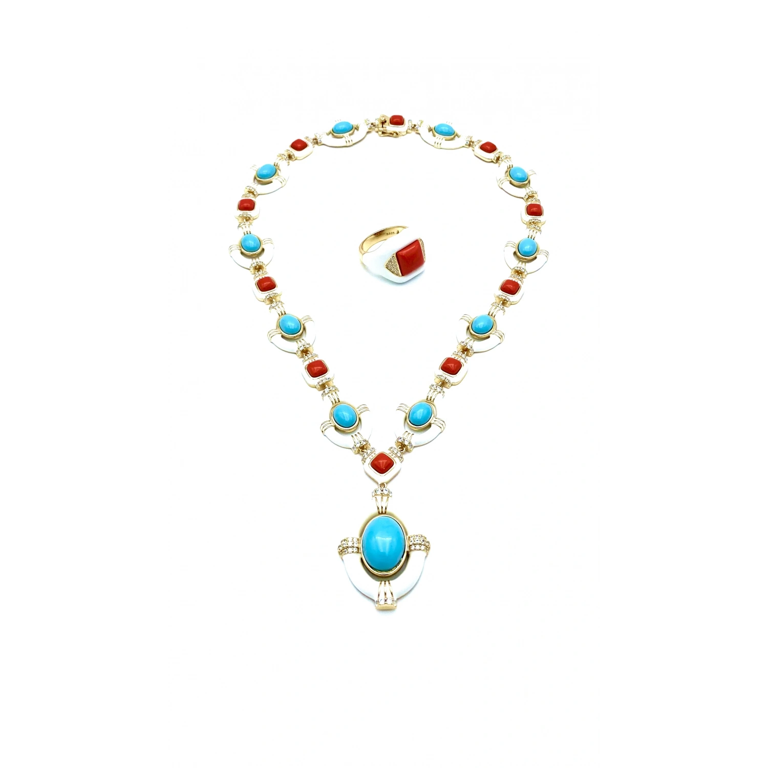 DW Mercan Beyaz Mineli Tasarım Yüzük