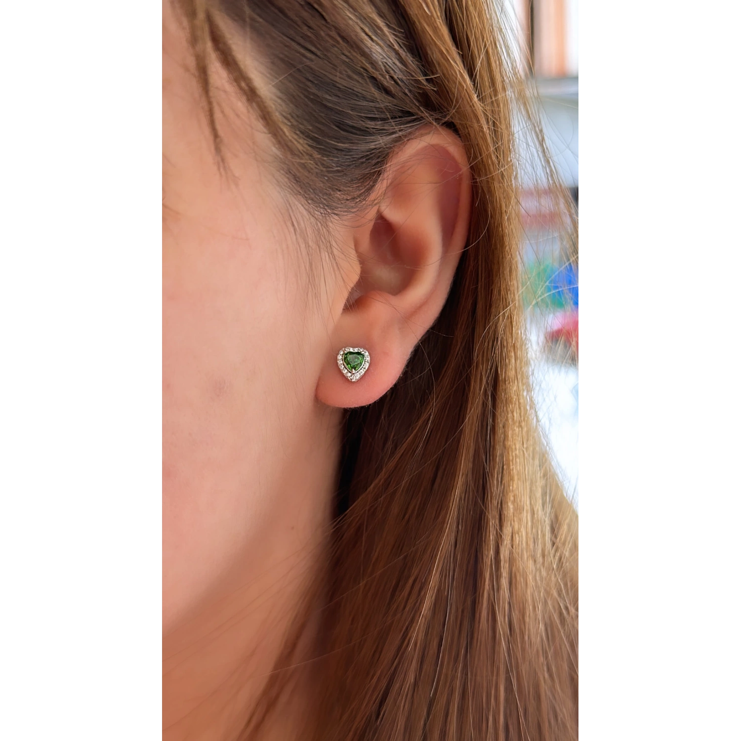 Emerald Mini Kalp Küpe