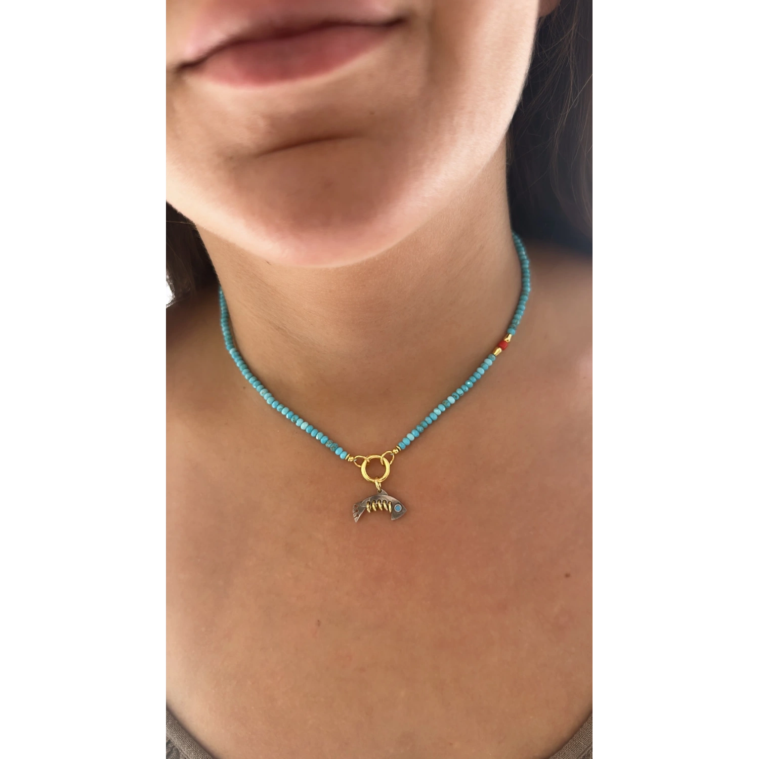 Firuze Fishbone Kolye