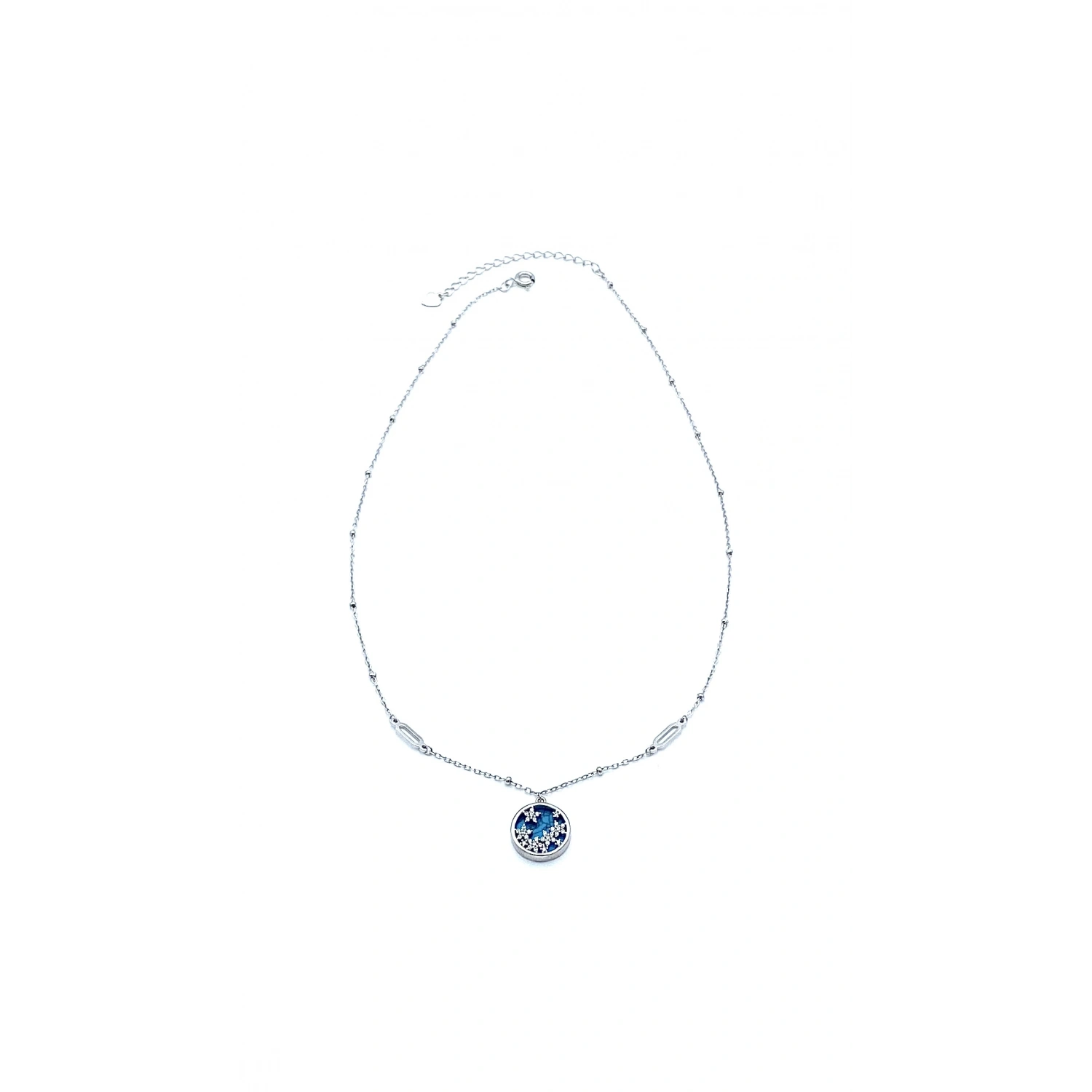 Firuze Madalyon Çiçek Kolye