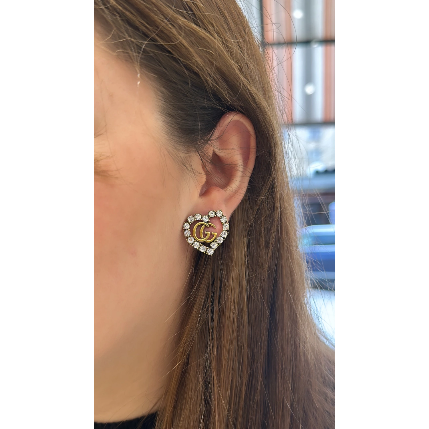 GC Taşlı Heart Küpe