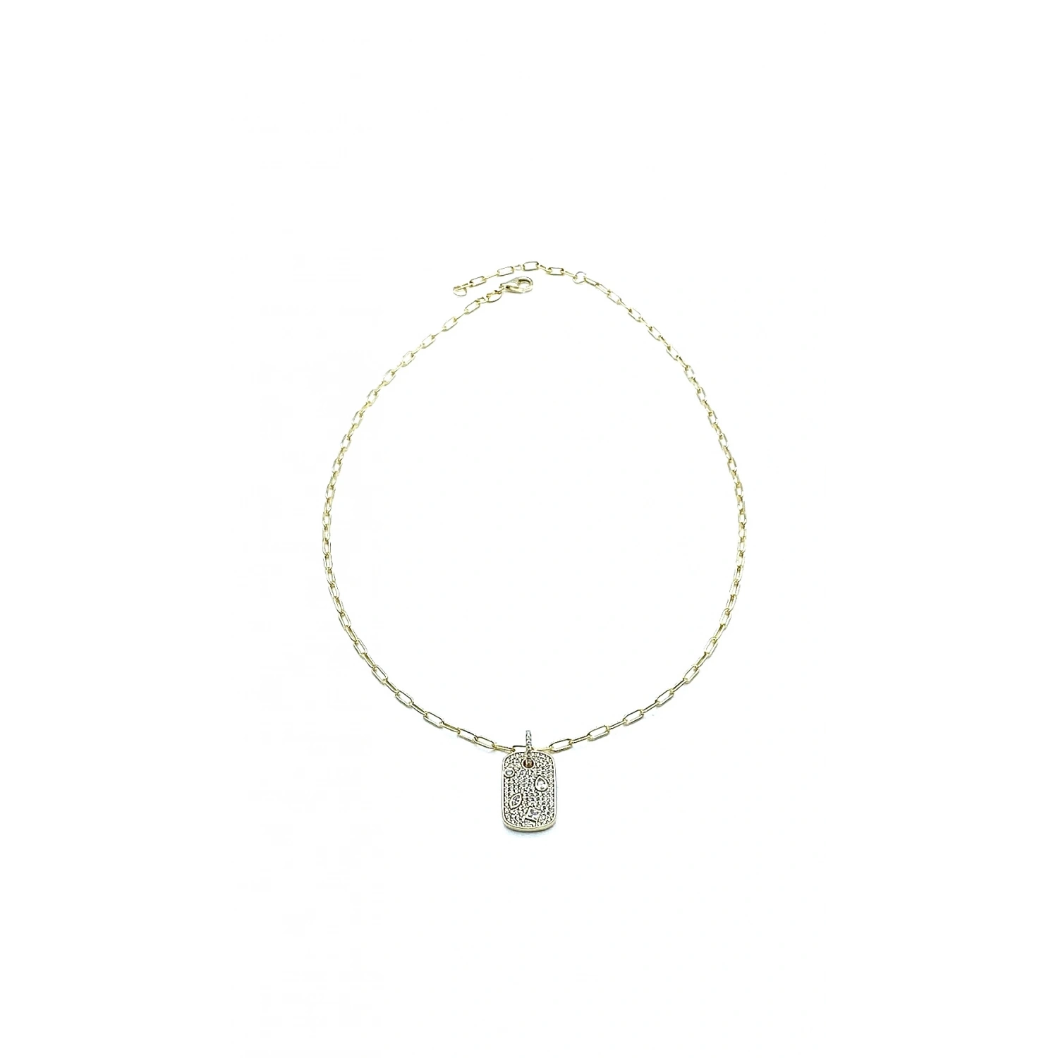 Geo Taşlı Plaka Ataç Zincir Kolye