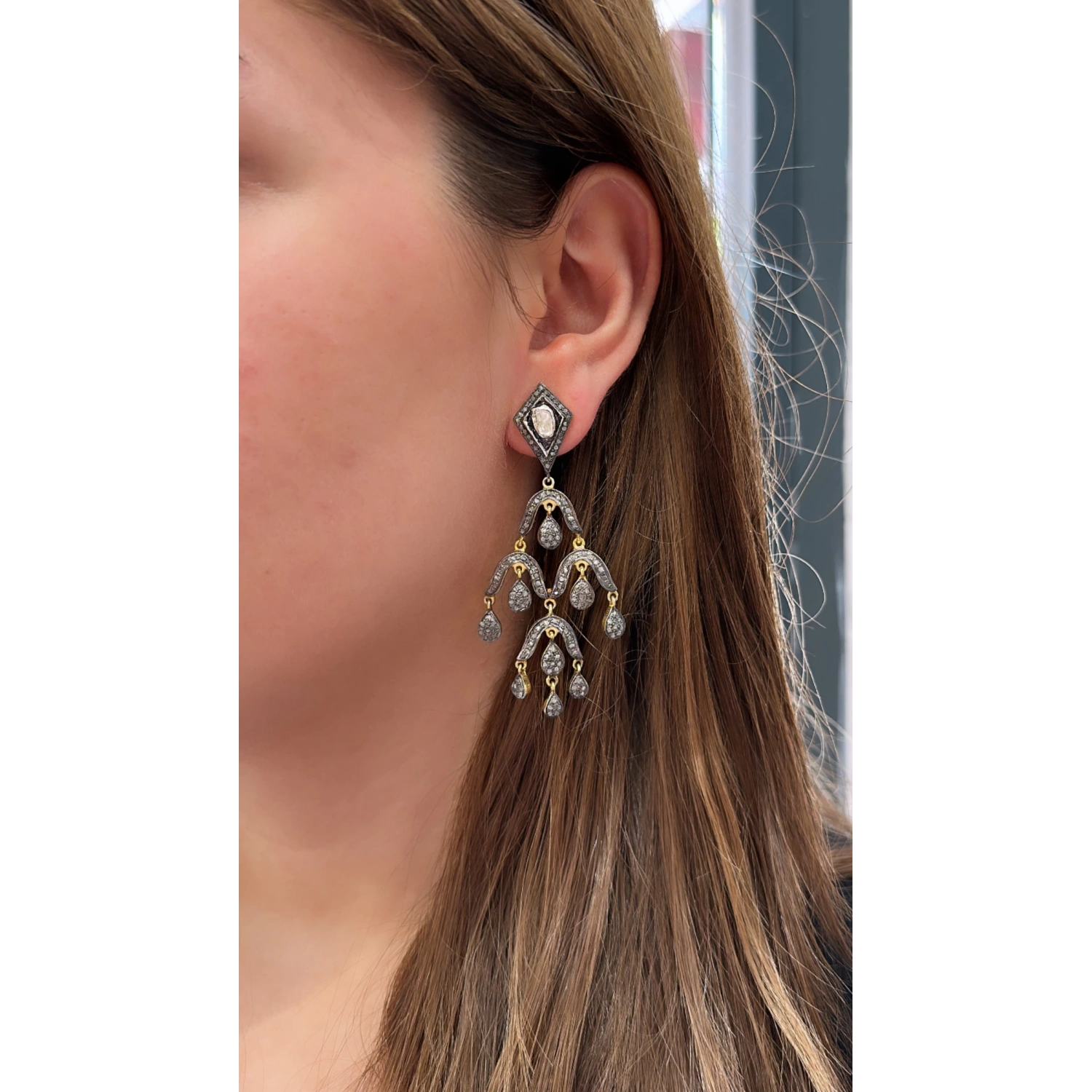 Ham Elmas Otantik Çoklu Damla Küpe