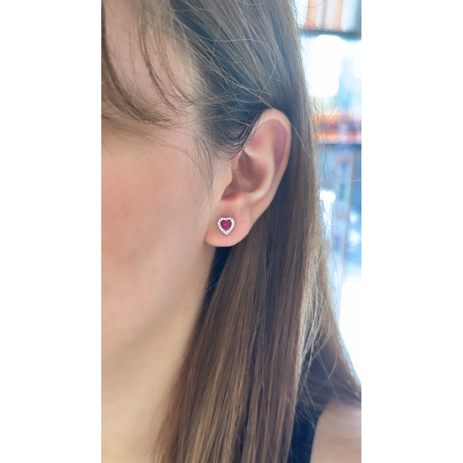 Heart Ruby Stud Küpe