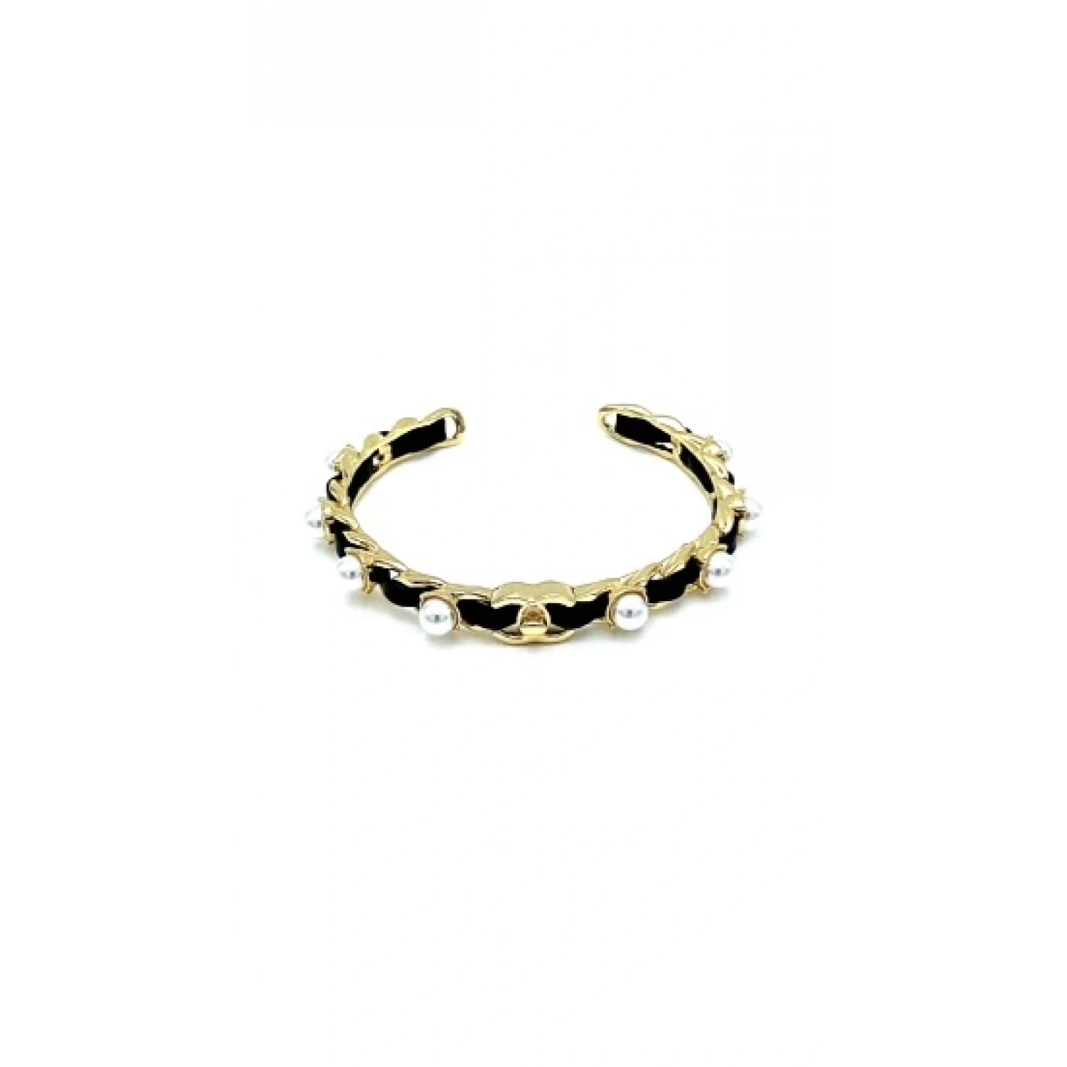 İnci ve Deri Detaylı Marka Kelepçe