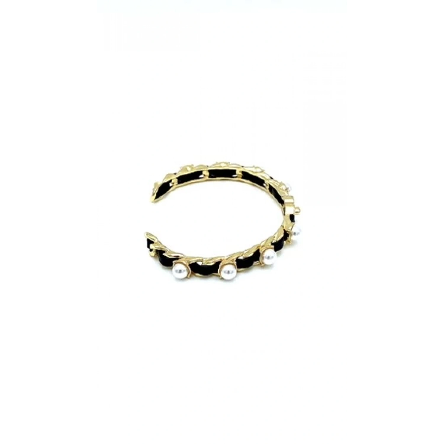 İnci ve Deri Detaylı Marka Kelepçe