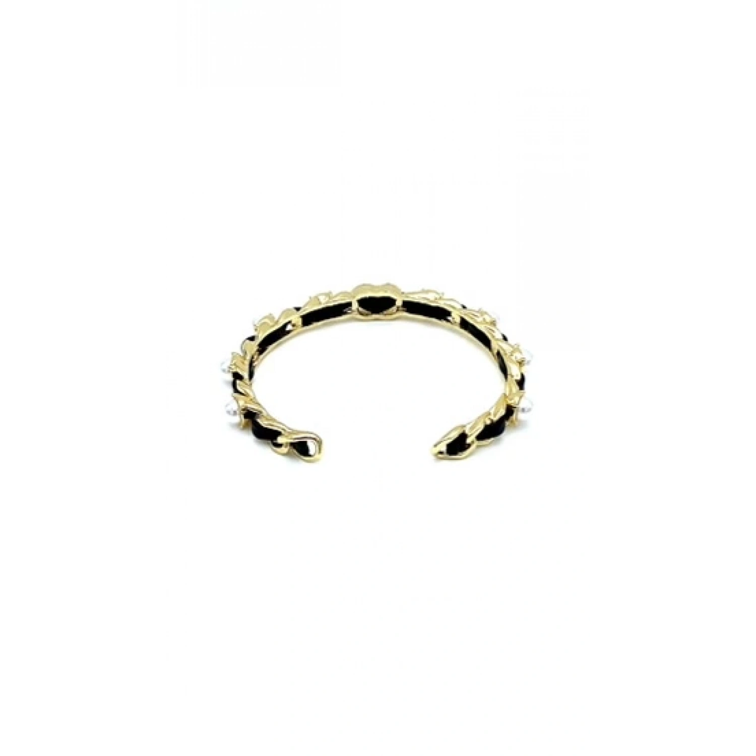 İnci ve Deri Detaylı Marka Kelepçe