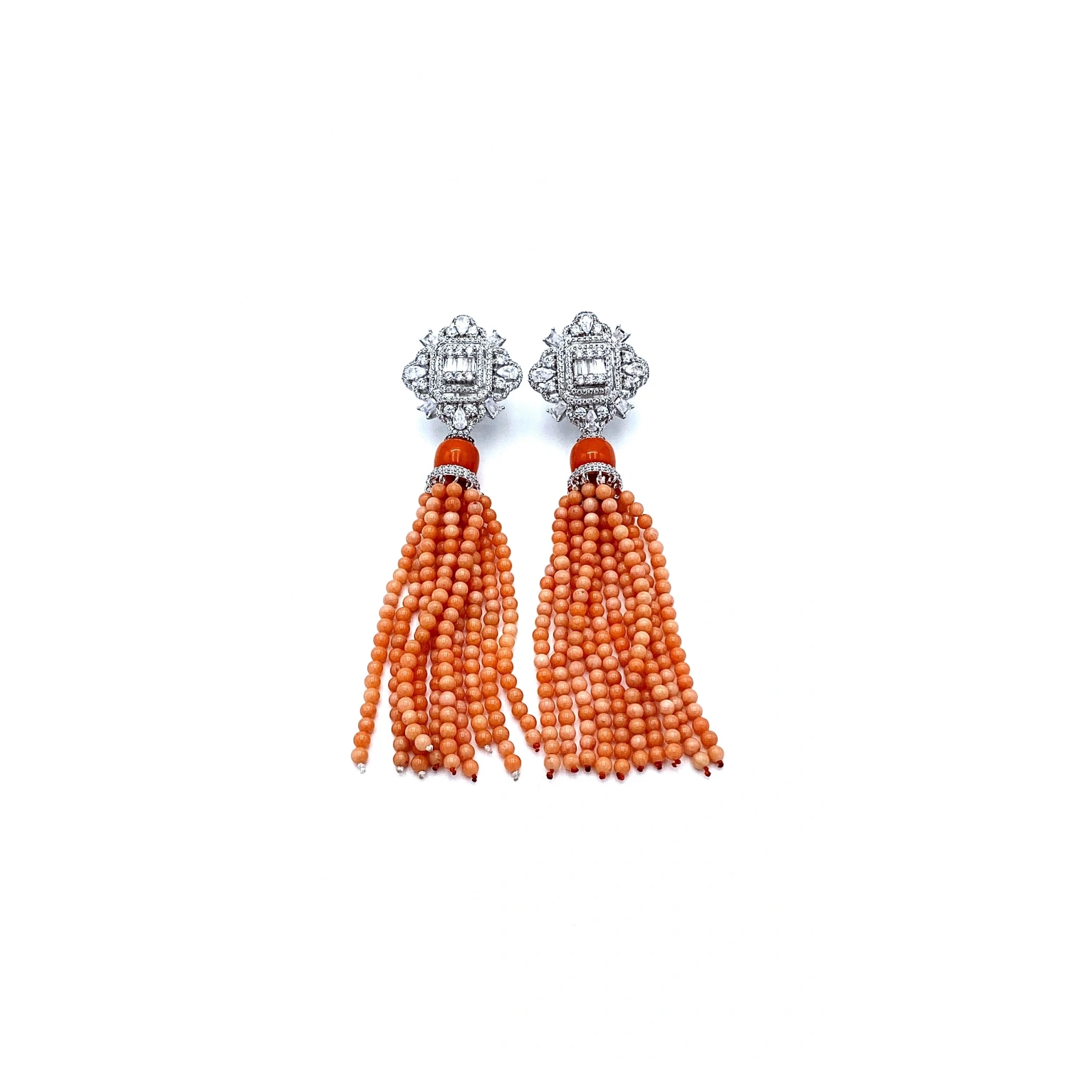 İnci ve Mercan Taşlı Tasarım Kolye Küpe Set