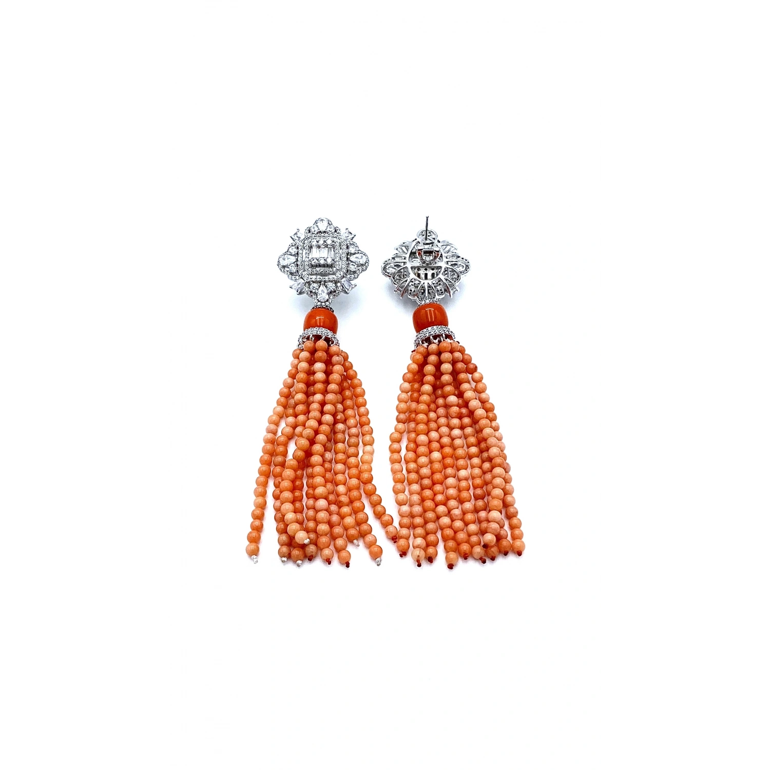 İnci ve Mercan Taşlı Tasarım Kolye Küpe Set