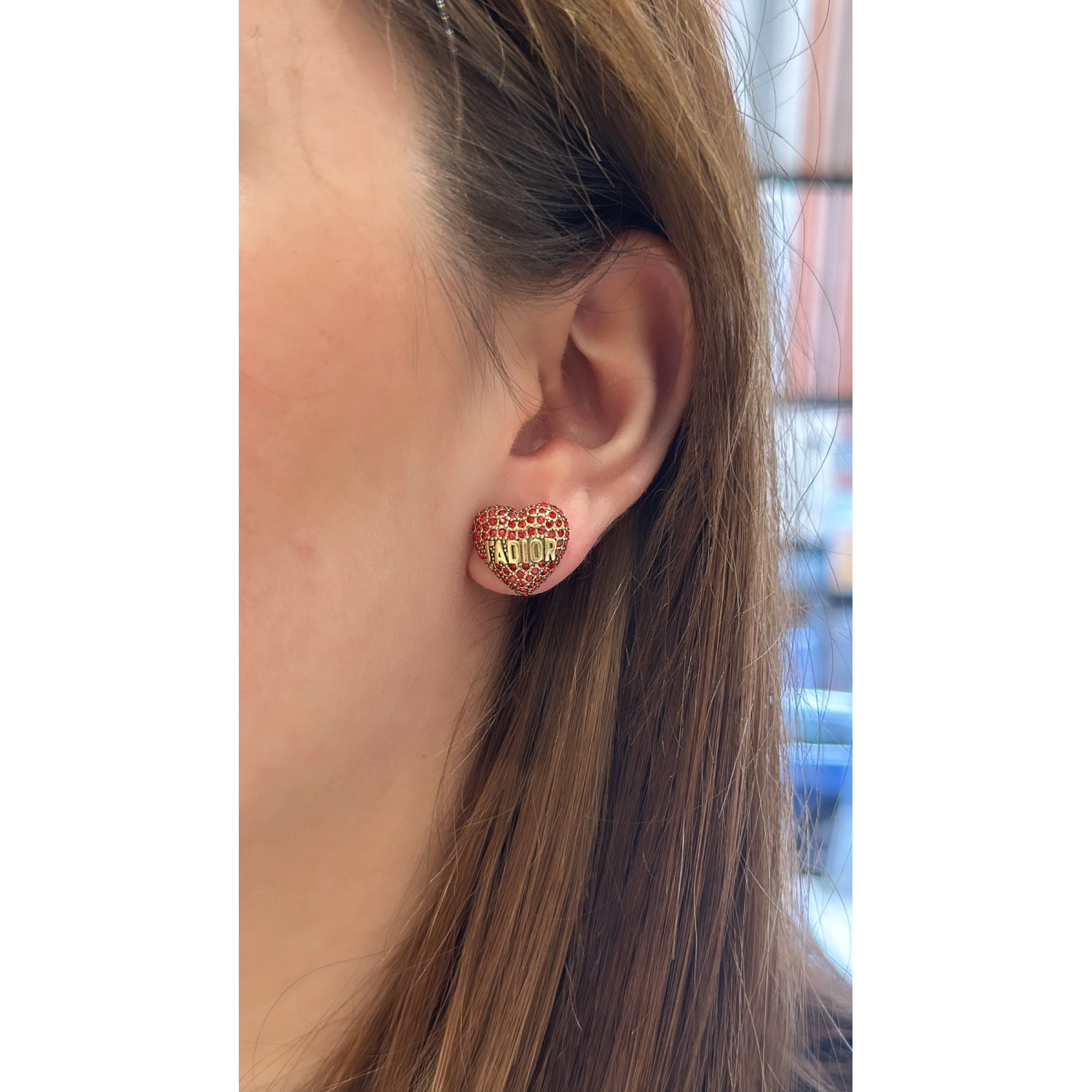 JD Kırmızı Taşlı Heart Küpe