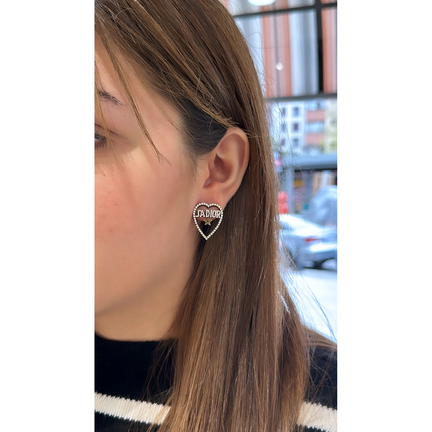 JD Taşlı Heart Küpe