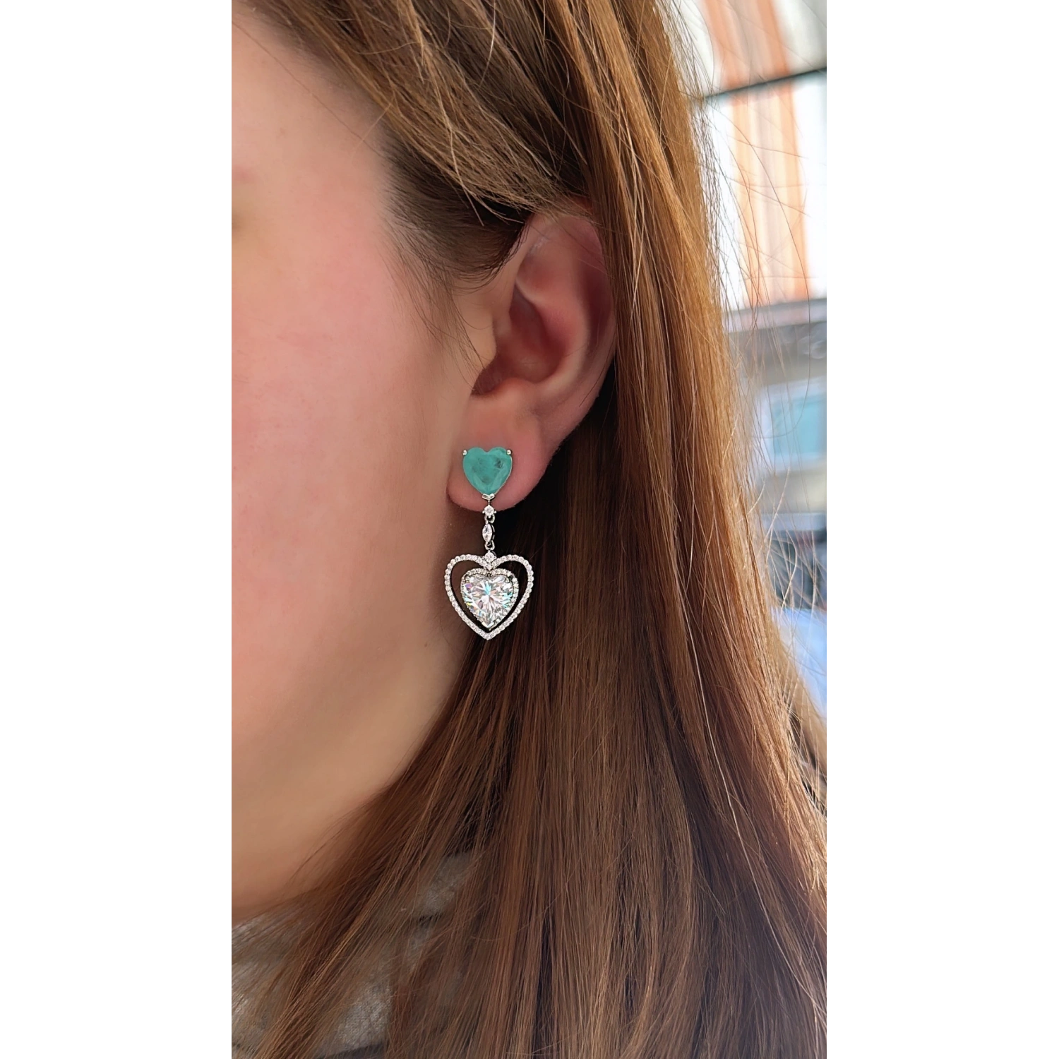 Kalp Paraiba Sallantılı Küpe