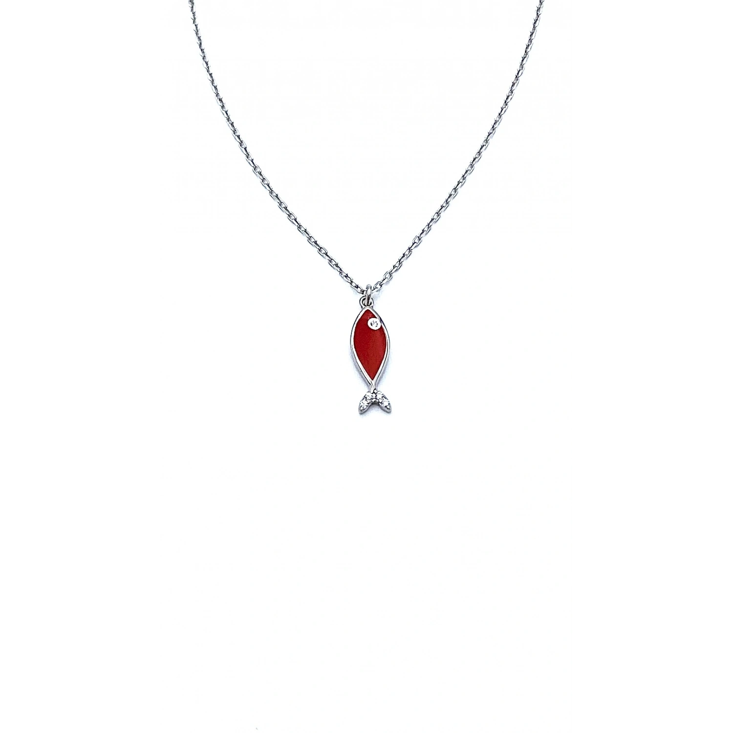 Kırmızı Mineli Balık Kolye