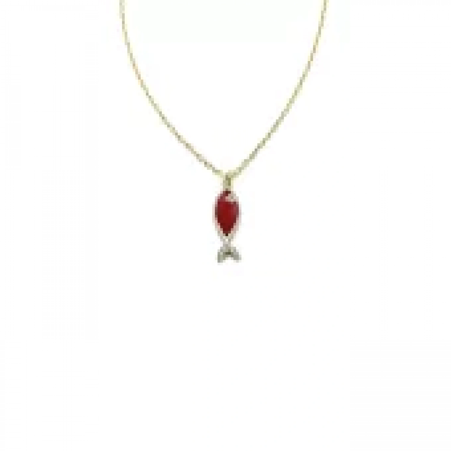 Kırmızı Mineli Balık Kolye