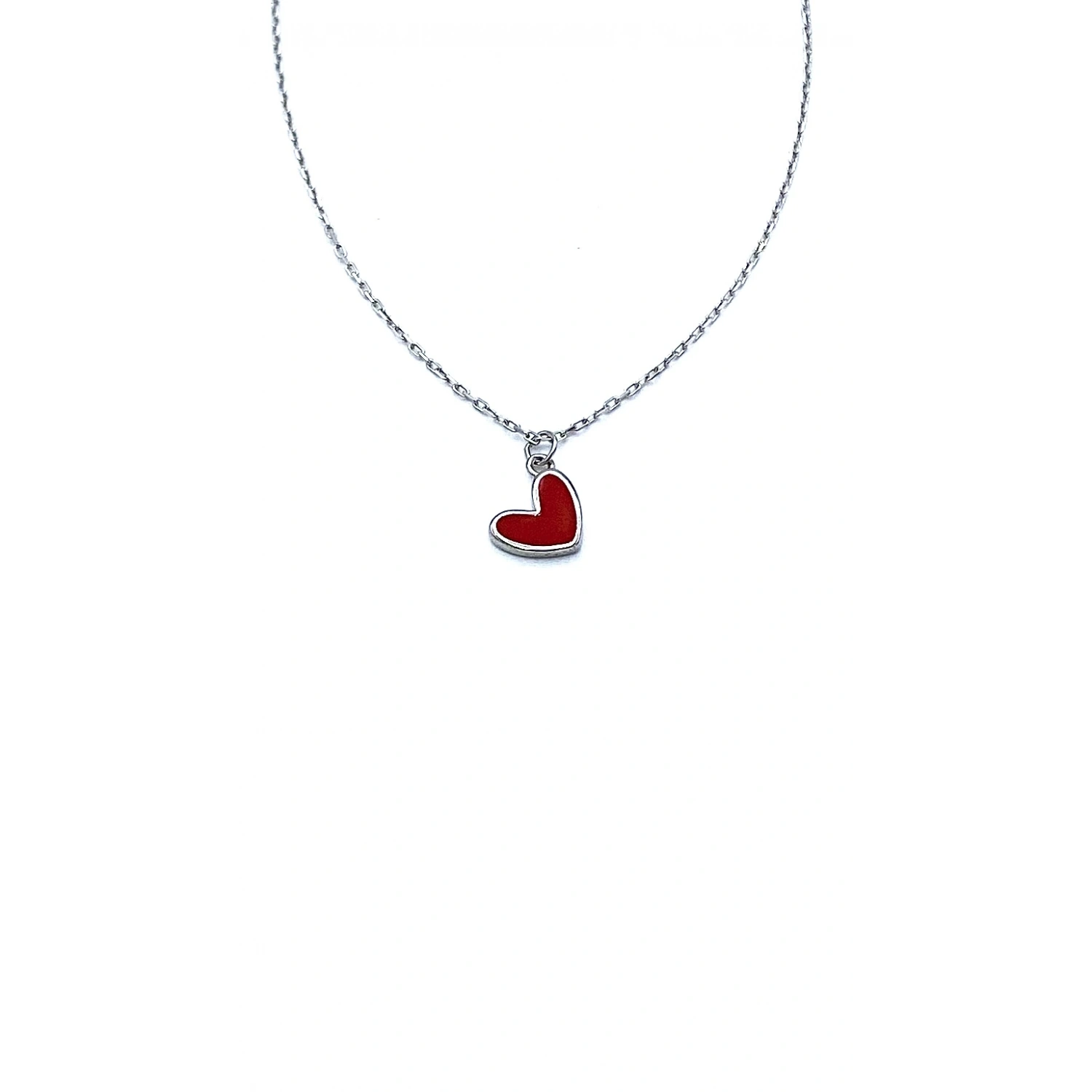 Kırmızı Mineli Kalp Kolye