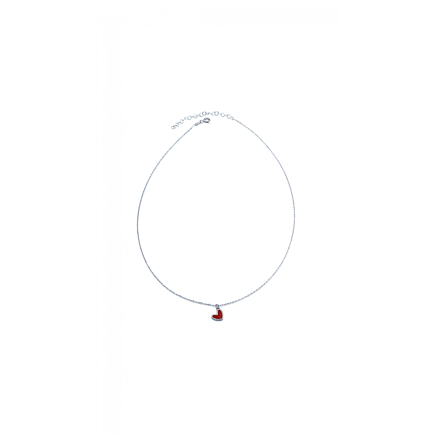 Kırmızı Mineli Kalp Kolye