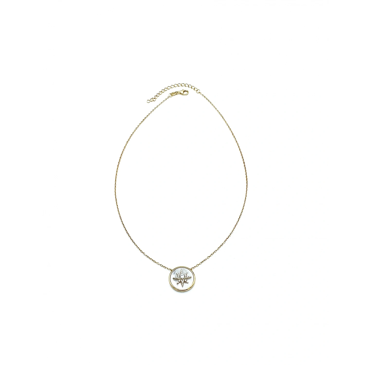 Kuzey Yıldızı Sedef Madalyon Kolye