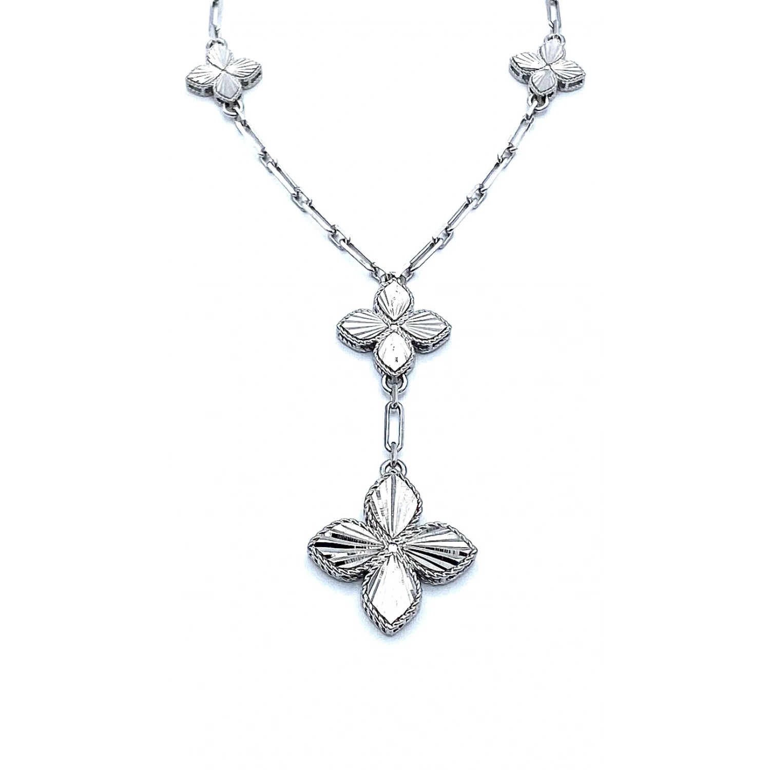 Lazerli Köşeli Yonca Marka Kolye