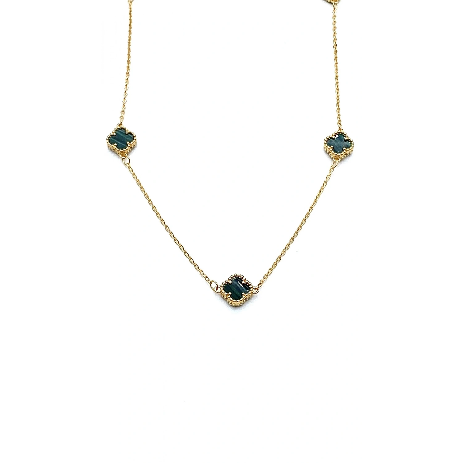 Malahit 7li Mini Yonca Kolye