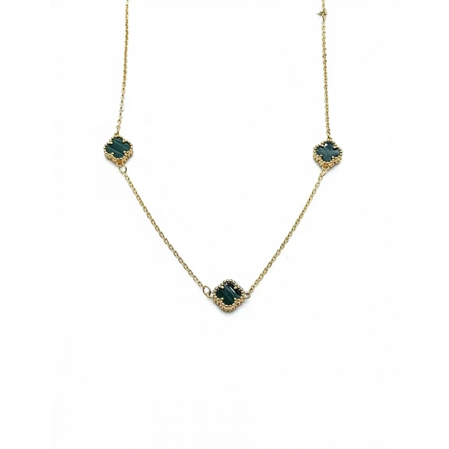 Malahit 7li Mini Yonca Kolye