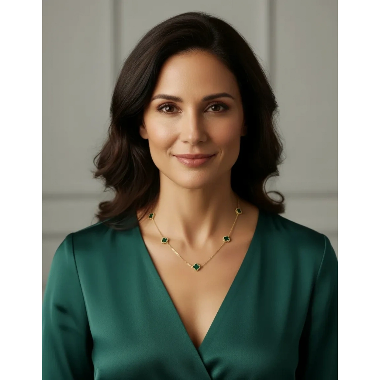 Malahit 7li Mini Yonca Kolye