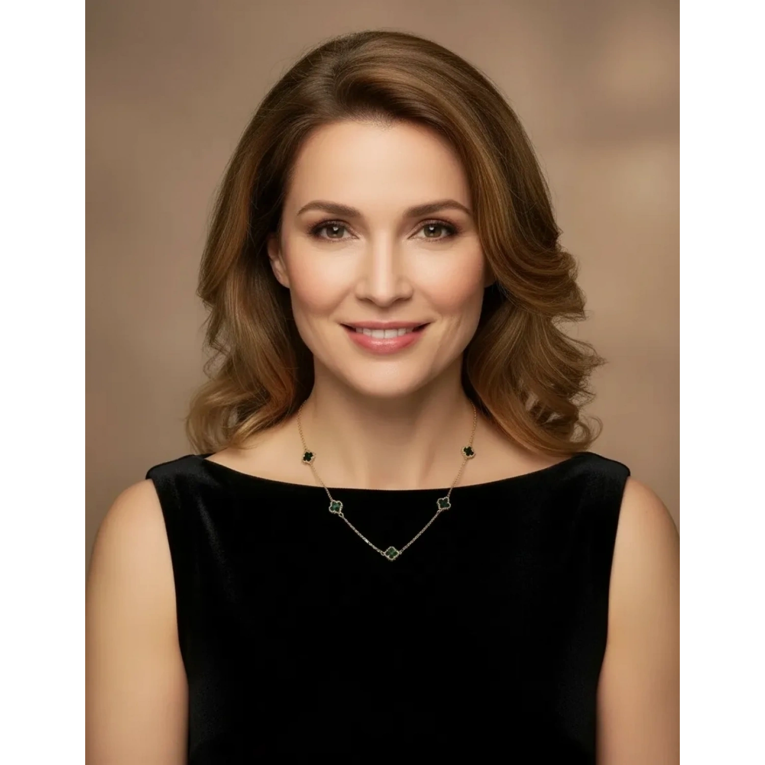 Malahit 7li Mini Yonca Kolye