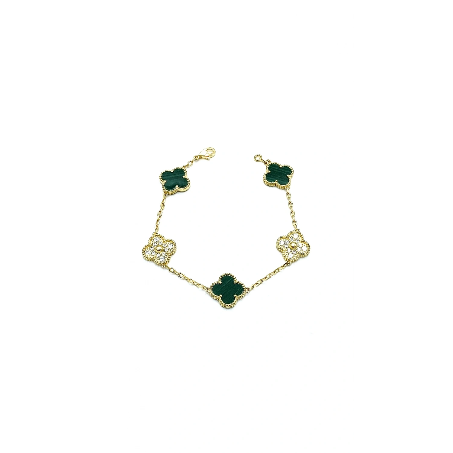 Malahit Taşlı 5li Yonca Bileklik